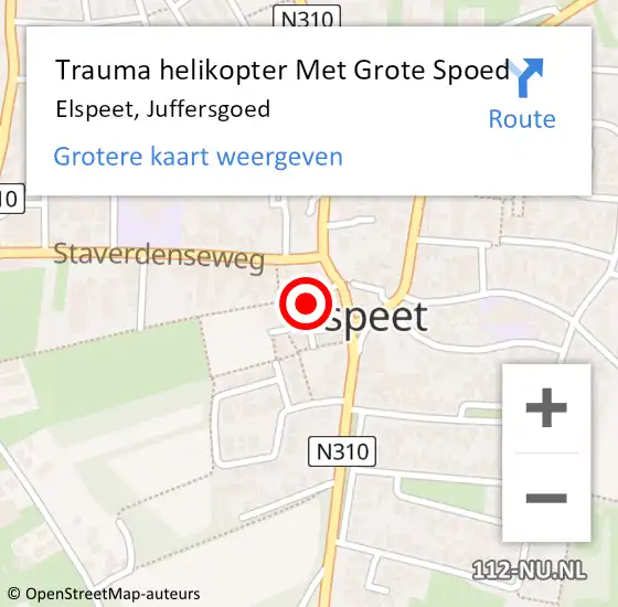 Locatie op kaart van de 112 melding: Trauma helikopter Met Grote Spoed Naar Elspeet, Juffersgoed op 17 januari 2024 23:43