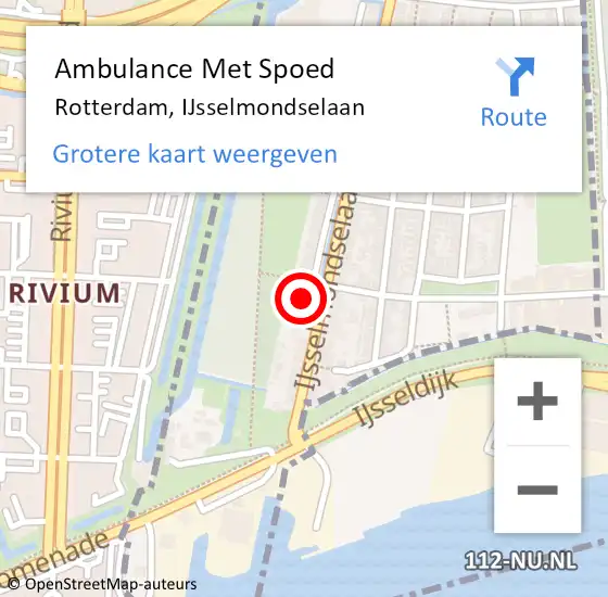 Locatie op kaart van de 112 melding: Ambulance Met Spoed Naar Rotterdam, IJsselmondselaan op 18 januari 2024 00:12