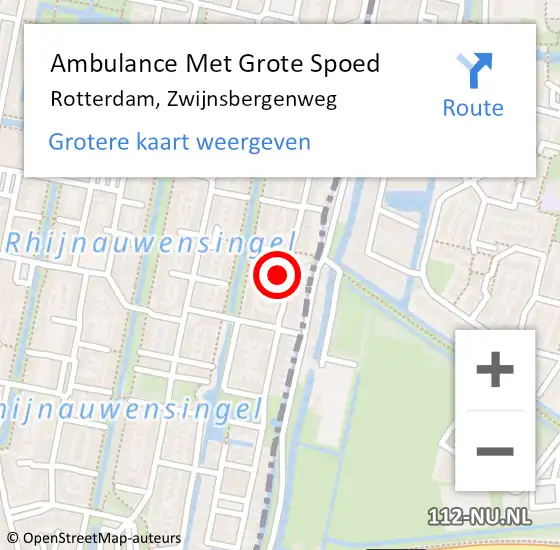 Locatie op kaart van de 112 melding: Ambulance Met Grote Spoed Naar Rotterdam, Zwijnsbergenweg op 18 januari 2024 00:23
