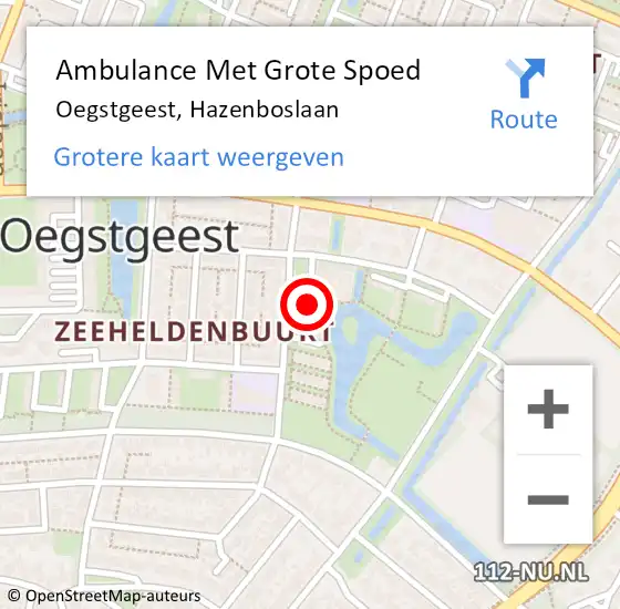 Locatie op kaart van de 112 melding: Ambulance Met Grote Spoed Naar Oegstgeest, Hazenboslaan op 18 januari 2024 01:57