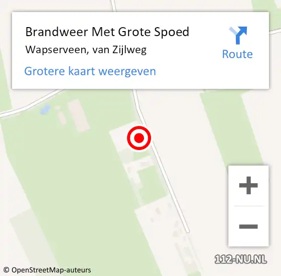 Locatie op kaart van de 112 melding: Brandweer Met Grote Spoed Naar Wapserveen, van Zijlweg op 18 januari 2024 05:23