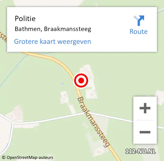 Locatie op kaart van de 112 melding: Politie Bathmen, Braakmanssteeg op 18 januari 2024 06:37