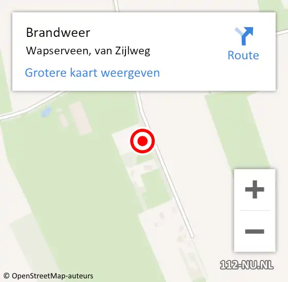 Locatie op kaart van de 112 melding: Brandweer Wapserveen, van Zijlweg op 18 januari 2024 06:43