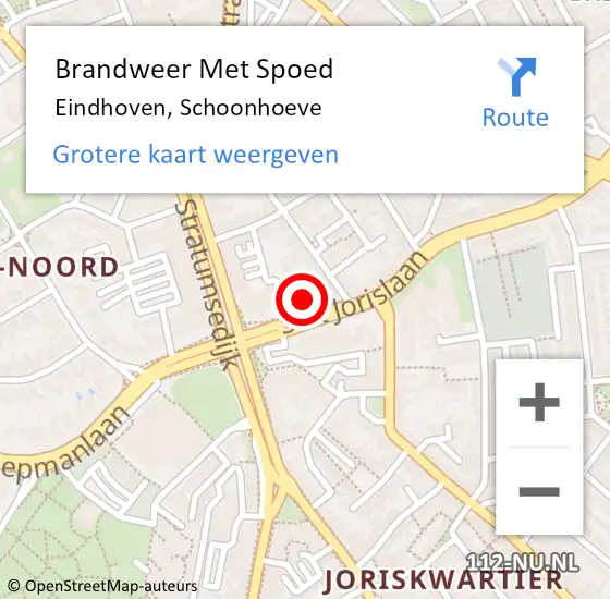 Locatie op kaart van de 112 melding: Brandweer Met Spoed Naar Eindhoven, Schoonhoeve op 18 januari 2024 07:13