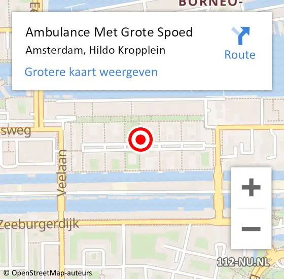 Locatie op kaart van de 112 melding: Ambulance Met Grote Spoed Naar Amsterdam, Hildo Kropplein op 18 januari 2024 08:50