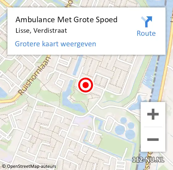 Locatie op kaart van de 112 melding: Ambulance Met Grote Spoed Naar Lisse, Verdistraat op 18 januari 2024 09:48