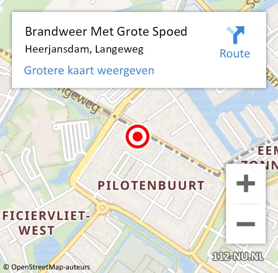 Locatie op kaart van de 112 melding: Brandweer Met Grote Spoed Naar Heerjansdam, Langeweg op 18 januari 2024 09:54