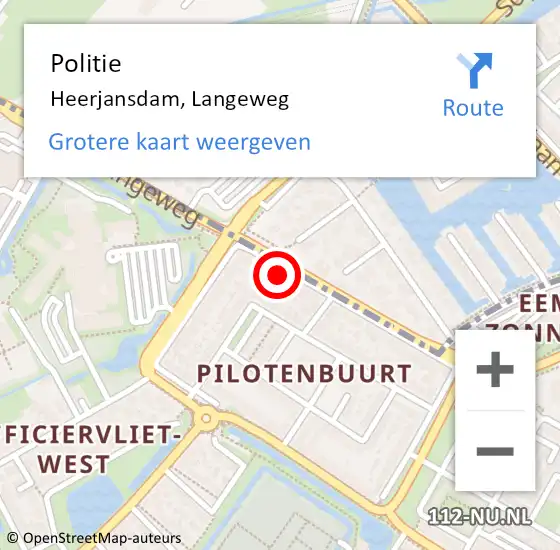 Locatie op kaart van de 112 melding: Politie Heerjansdam, Langeweg op 18 januari 2024 09:54