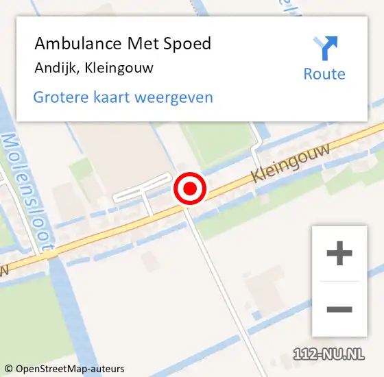 Locatie op kaart van de 112 melding: Ambulance Met Spoed Naar Andijk, Kleingouw op 18 januari 2024 10:08