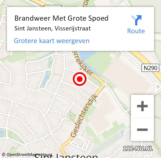 Locatie op kaart van de 112 melding: Brandweer Met Grote Spoed Naar Sint Jansteen, Visserijstraat op 18 januari 2024 11:14
