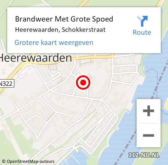 Locatie op kaart van de 112 melding: Brandweer Met Grote Spoed Naar Heerewaarden, Schokkerstraat op 18 januari 2024 13:25