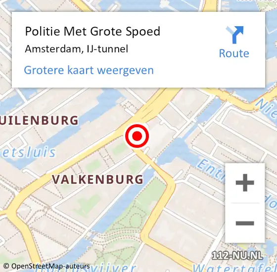 Locatie op kaart van de 112 melding: Politie Met Grote Spoed Naar Amsterdam, IJ-tunnel op 18 januari 2024 13:50