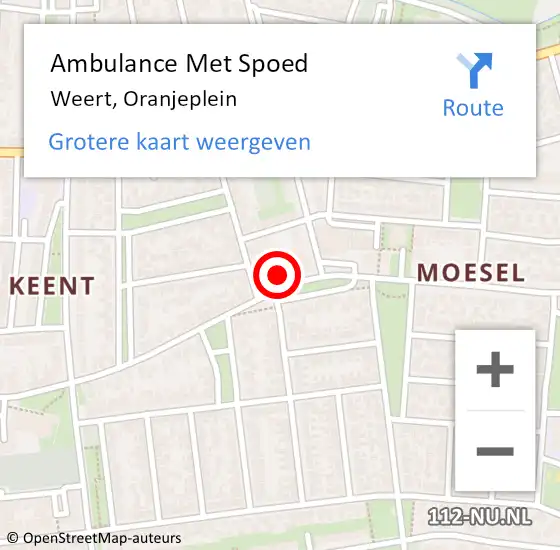 Locatie op kaart van de 112 melding: Ambulance Met Spoed Naar Weert, Oranjeplein op 18 januari 2024 14:30