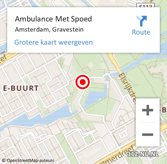 Locatie op kaart van de 112 melding: Ambulance Met Spoed Naar Amsterdam, Gravestein op 18 januari 2024 15:13