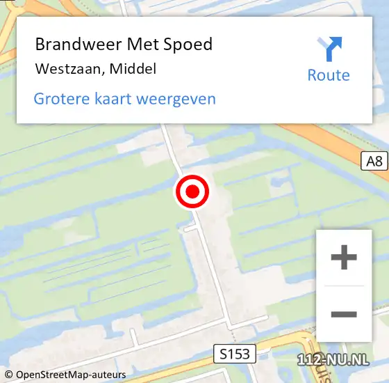 Locatie op kaart van de 112 melding: Brandweer Met Spoed Naar Westzaan, Middel op 18 januari 2024 16:12