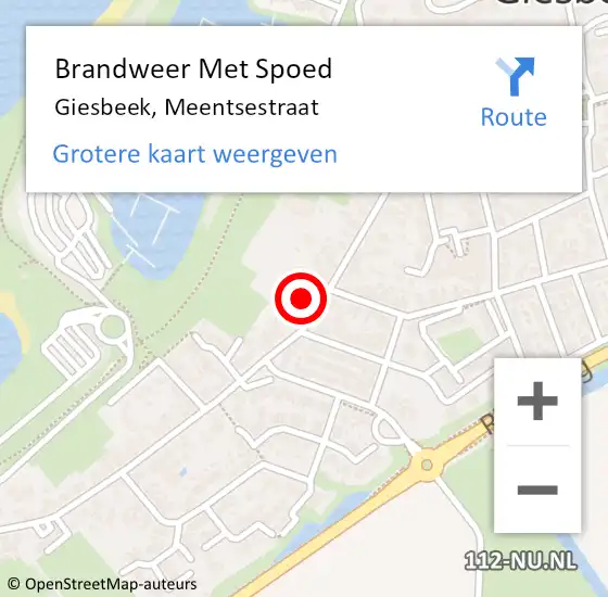 Locatie op kaart van de 112 melding: Brandweer Met Spoed Naar Giesbeek, Meentsestraat op 18 januari 2024 16:15