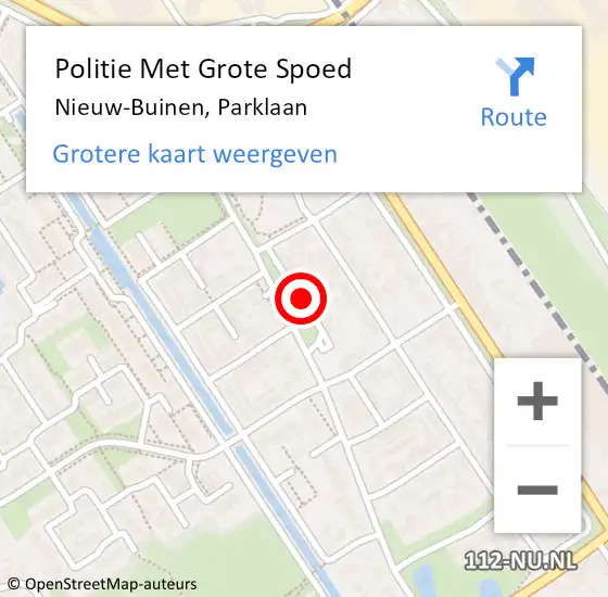 Locatie op kaart van de 112 melding: Politie Met Grote Spoed Naar Nieuw-Buinen, Parklaan op 18 januari 2024 16:16