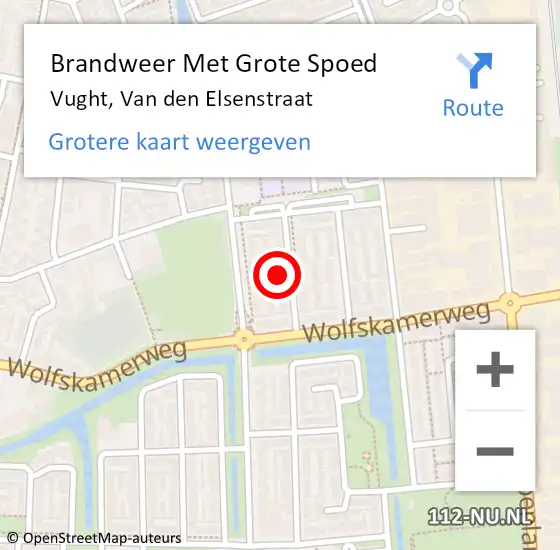 Locatie op kaart van de 112 melding: Brandweer Met Grote Spoed Naar Vught, Van den Elsenstraat op 18 januari 2024 16:21