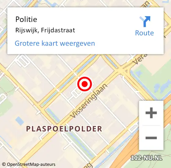Locatie op kaart van de 112 melding: Politie Rijswijk, Frijdastraat op 22 september 2014 16:34