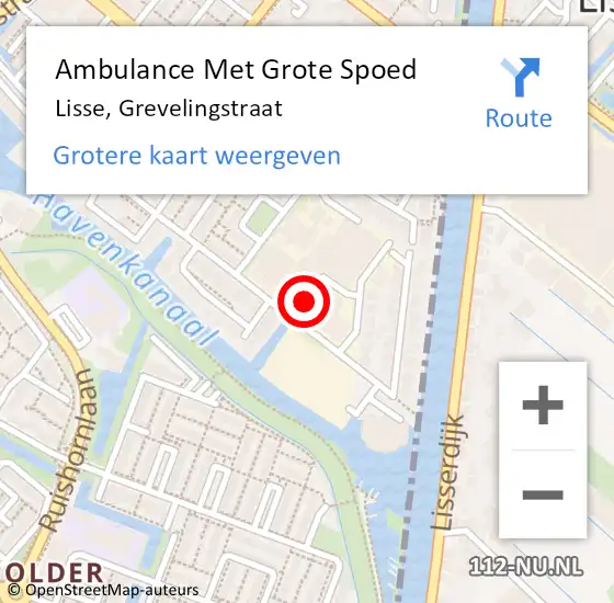 Locatie op kaart van de 112 melding: Ambulance Met Grote Spoed Naar Lisse, Grevelingstraat op 18 januari 2024 16:25