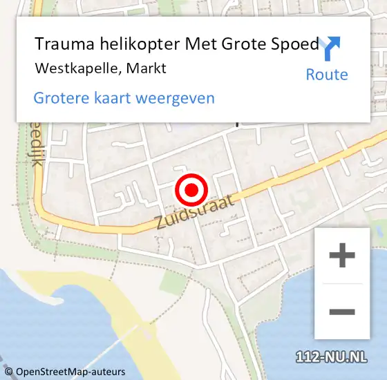 Locatie op kaart van de 112 melding: Trauma helikopter Met Grote Spoed Naar Westkapelle, Markt op 18 januari 2024 16:26