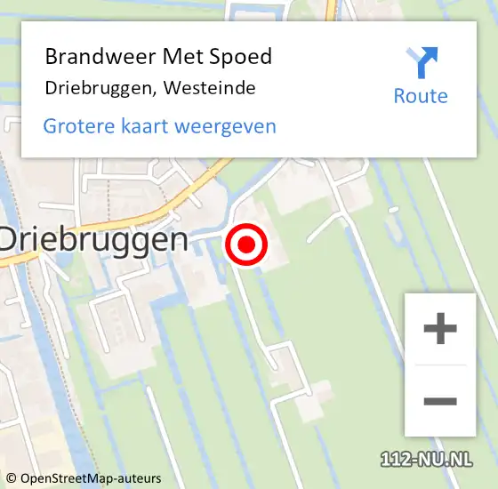 Locatie op kaart van de 112 melding: Brandweer Met Spoed Naar Driebruggen, Westeinde op 18 januari 2024 17:09