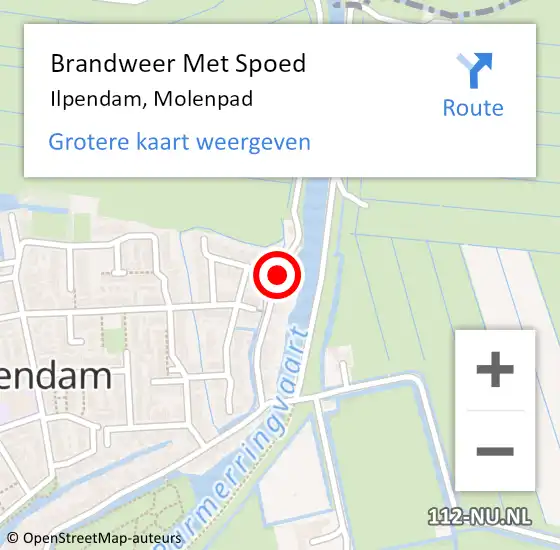 Locatie op kaart van de 112 melding: Brandweer Met Spoed Naar Ilpendam, Molenpad op 18 januari 2024 17:30