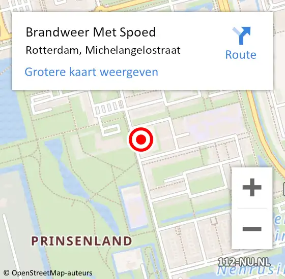Locatie op kaart van de 112 melding: Brandweer Met Spoed Naar Rotterdam, Michelangelostraat op 18 januari 2024 18:19