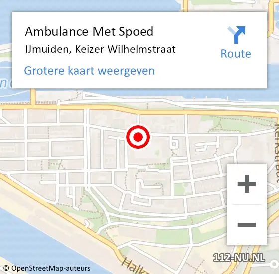 Locatie op kaart van de 112 melding: Ambulance Met Spoed Naar IJmuiden, Keizer Wilhelmstraat op 18 januari 2024 18:47