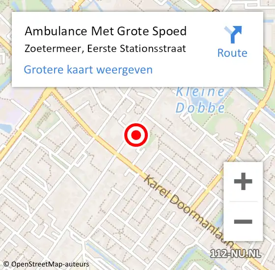 Locatie op kaart van de 112 melding: Ambulance Met Grote Spoed Naar Zoetermeer, Eerste Stationsstraat op 18 januari 2024 19:25