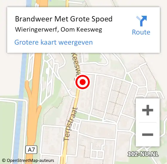 Locatie op kaart van de 112 melding: Brandweer Met Grote Spoed Naar Wieringerwerf, Oom Keesweg op 18 januari 2024 19:53