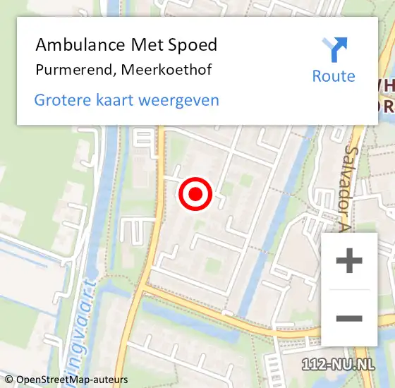 Locatie op kaart van de 112 melding: Ambulance Met Spoed Naar Purmerend, Meerkoethof op 18 januari 2024 19:59