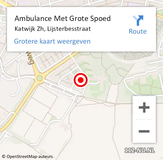 Locatie op kaart van de 112 melding: Ambulance Met Grote Spoed Naar Katwijk, Lijsterbesstraat op 22 september 2014 17:02