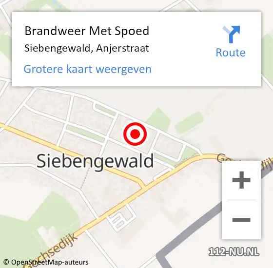 Locatie op kaart van de 112 melding: Brandweer Met Spoed Naar Siebengewald, Anjerstraat op 18 januari 2024 20:52