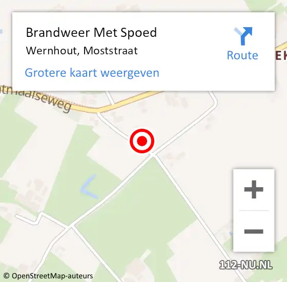 Locatie op kaart van de 112 melding: Brandweer Met Spoed Naar Wernhout, Moststraat op 18 januari 2024 21:06