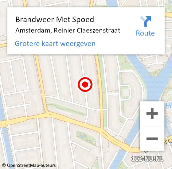 Locatie op kaart van de 112 melding: Brandweer Met Spoed Naar Amsterdam, Reinier Claeszenstraat op 18 januari 2024 21:12