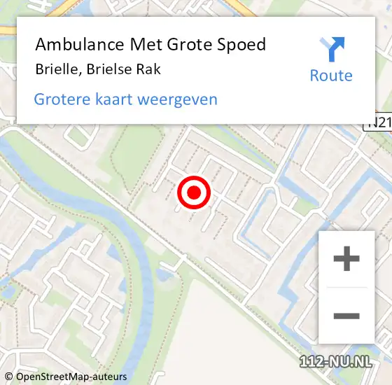 Locatie op kaart van de 112 melding: Ambulance Met Grote Spoed Naar Brielle, Brielse Rak op 18 januari 2024 22:48