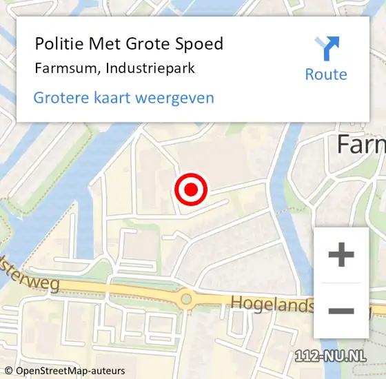 Locatie op kaart van de 112 melding: Politie Met Grote Spoed Naar Farmsum, Industriepark op 18 januari 2024 22:54