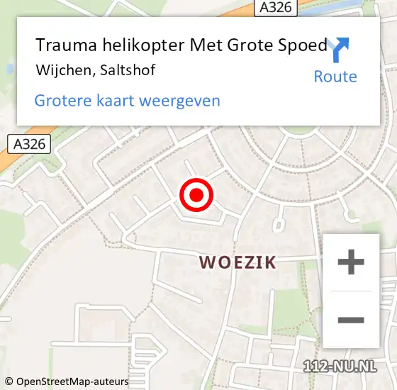 Locatie op kaart van de 112 melding: Trauma helikopter Met Grote Spoed Naar Wijchen, Saltshof op 18 januari 2024 23:00