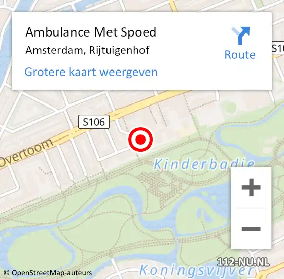 Locatie op kaart van de 112 melding: Ambulance Met Spoed Naar Amsterdam, Rijtuigenhof op 18 januari 2024 23:39