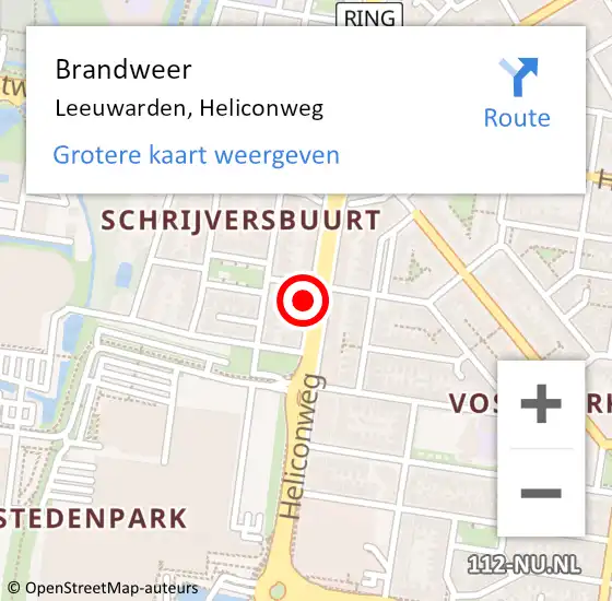 Locatie op kaart van de 112 melding: Brandweer Leeuwarden, Heliconweg op 18 januari 2024 23:49