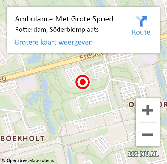 Locatie op kaart van de 112 melding: Ambulance Met Grote Spoed Naar Rotterdam, Söderblomplaats op 18 januari 2024 23:51