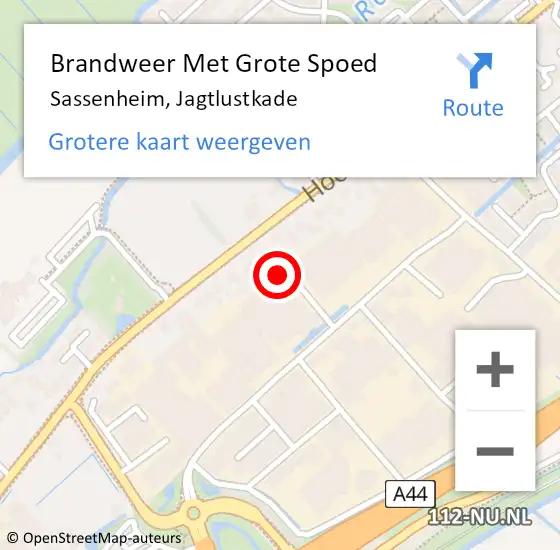 Locatie op kaart van de 112 melding: Brandweer Met Grote Spoed Naar Sassenheim, Jagtlustkade op 19 januari 2024 00:41