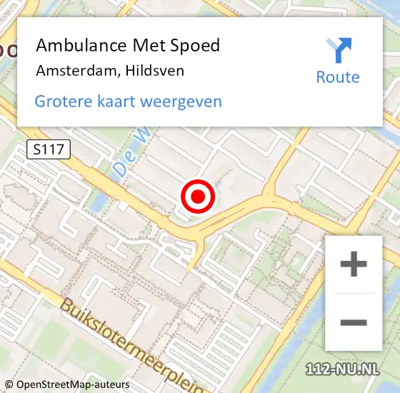 Locatie op kaart van de 112 melding: Ambulance Met Spoed Naar Amsterdam, Hildsven op 19 januari 2024 01:03