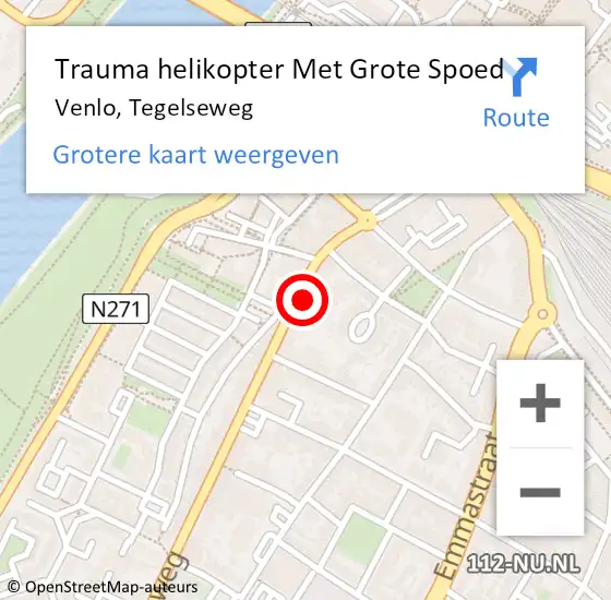 Locatie op kaart van de 112 melding: Trauma helikopter Met Grote Spoed Naar Venlo, Tegelseweg op 19 januari 2024 03:36