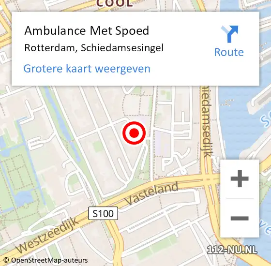 Locatie op kaart van de 112 melding: Ambulance Met Spoed Naar Rotterdam, Schiedamsesingel op 19 januari 2024 04:42
