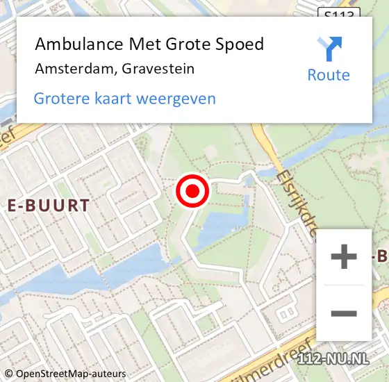 Locatie op kaart van de 112 melding: Ambulance Met Grote Spoed Naar Amsterdam, Gravestein op 19 januari 2024 05:14