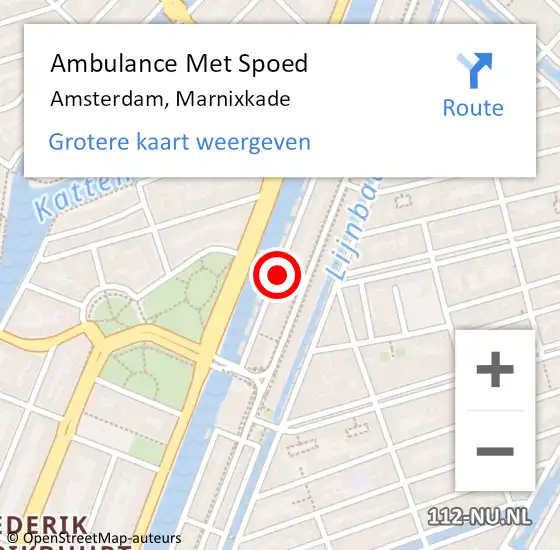 Locatie op kaart van de 112 melding: Ambulance Met Spoed Naar Amsterdam, Marnixkade op 19 januari 2024 05:21
