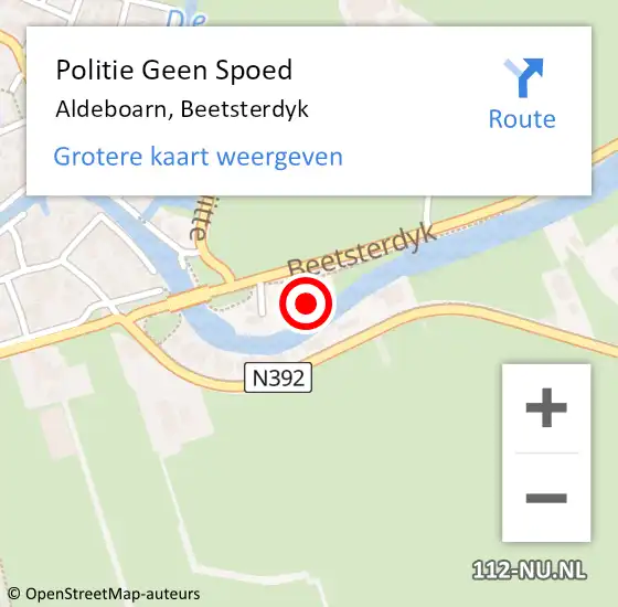 Locatie op kaart van de 112 melding: Politie Geen Spoed Naar Aldeboarn, Beetsterdyk op 19 januari 2024 05:38