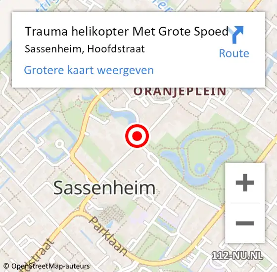 Locatie op kaart van de 112 melding: Trauma helikopter Met Grote Spoed Naar Sassenheim, Hoofdstraat op 19 januari 2024 06:19